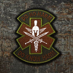 Spartans Airsoft Emblem Do Know Harm Gesticktes Bügelbild / Klettverschluss